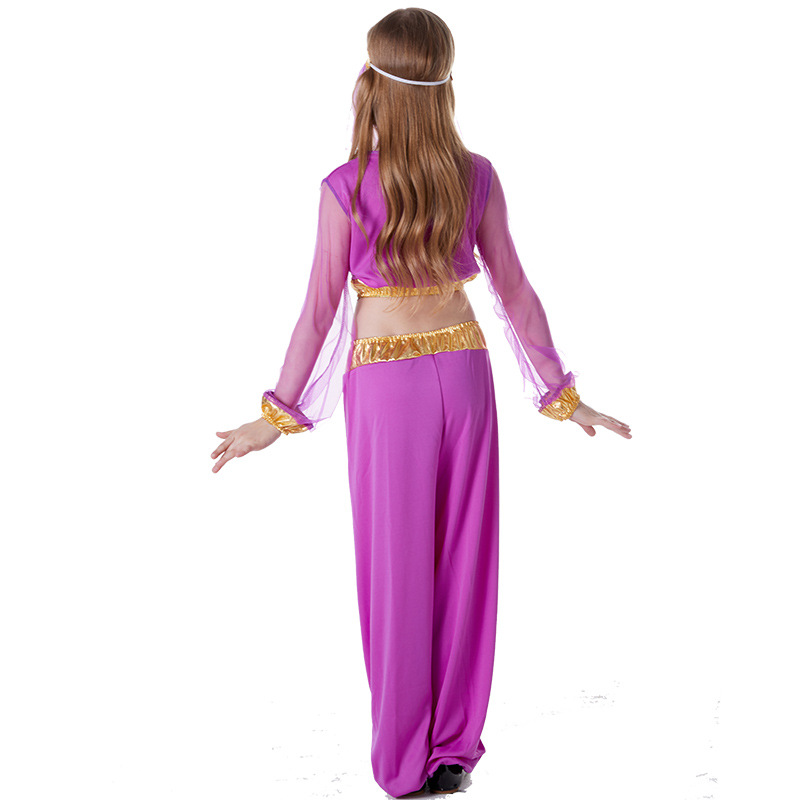 Purple Girls Belly Dance Cosplay Kids Children Halloween Arabic Princess Costume